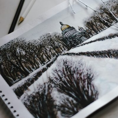 eine Zeichnung auf Papier von Dresden