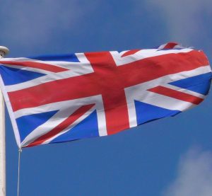 Eine britische Flagge im Wind