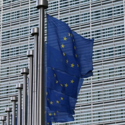 European Flags in front of the Flaggen EU Commission